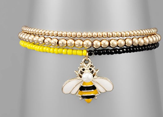 Bee Charm & Beaded Ball Bracelet