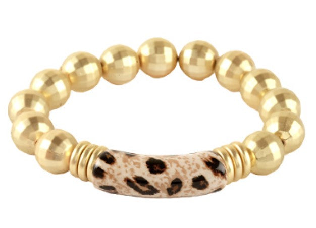 Animal Print Gold Beaded Bracelet