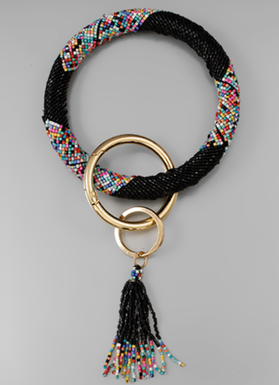 Patterned Bead Key Ring Bracelet