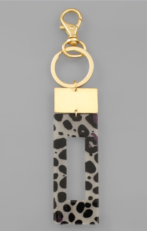 Acrylic Leopard Rectangle Key Chain