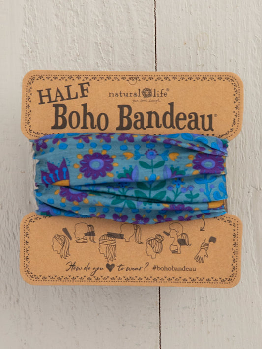 Half Blue Floral Mandala Boho Bandeau