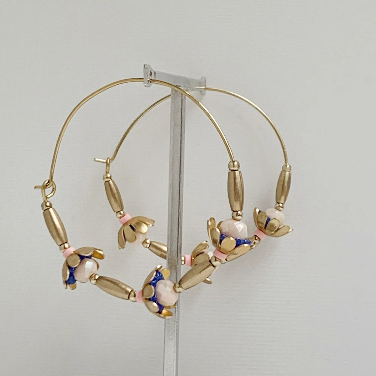 Gold Vintage Flowers Hoop Earrings