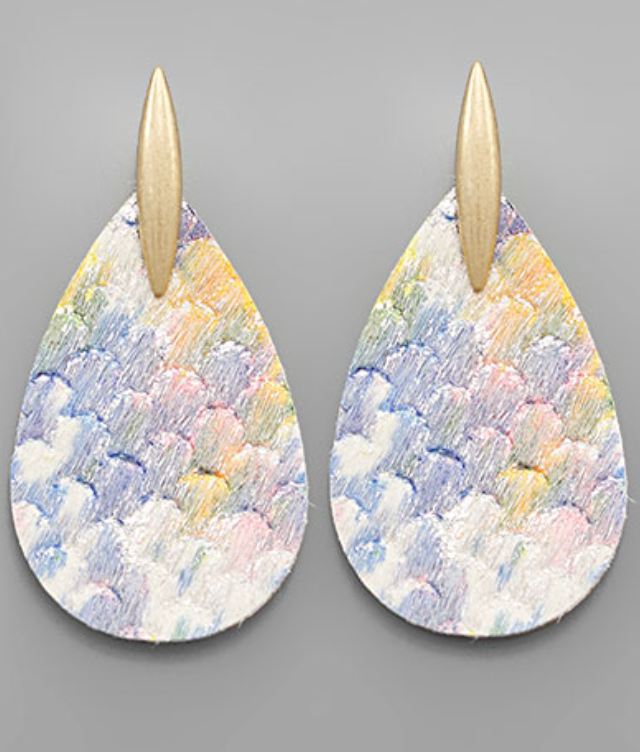 Colorful Leather Teardrop Earrings