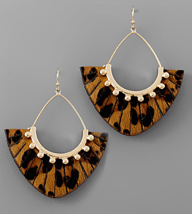 Leopard Print Fan Earrings