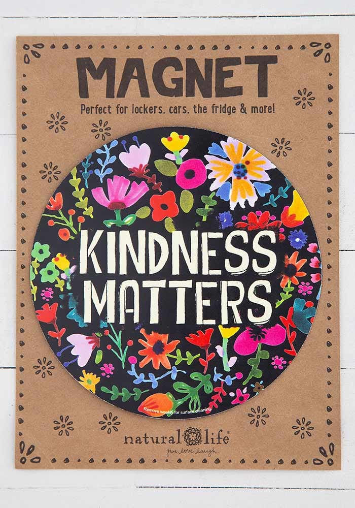 Black Floral Kindness Matters Car Magnet