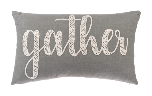 Gather Embroidered Lumbar Pillow