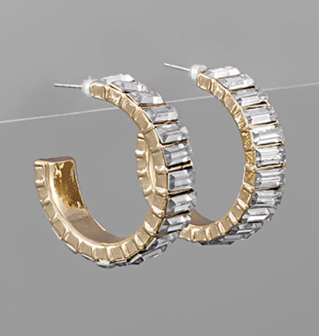 Baguette Crystal Hoops
