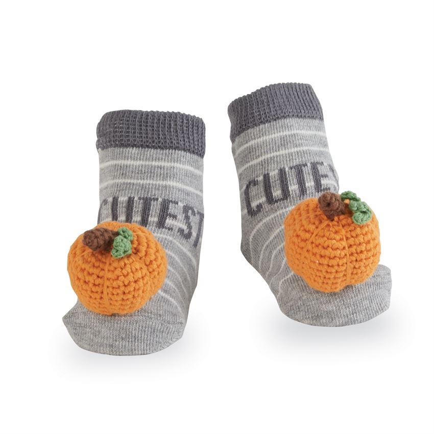 Gray Pumpkin Rattle Toe Socks