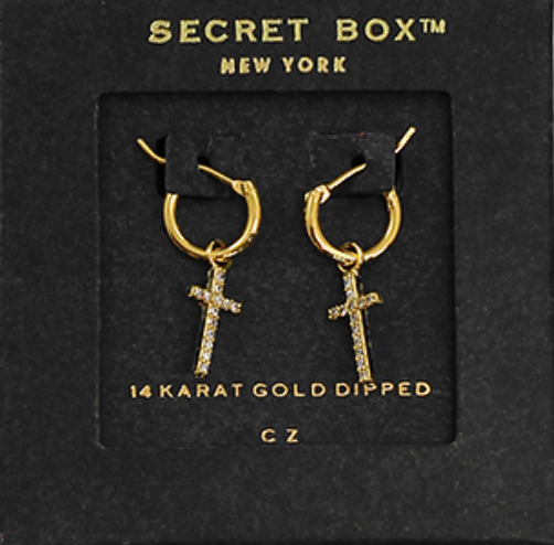 Cubic Zirconia Cross Dangle Hoops