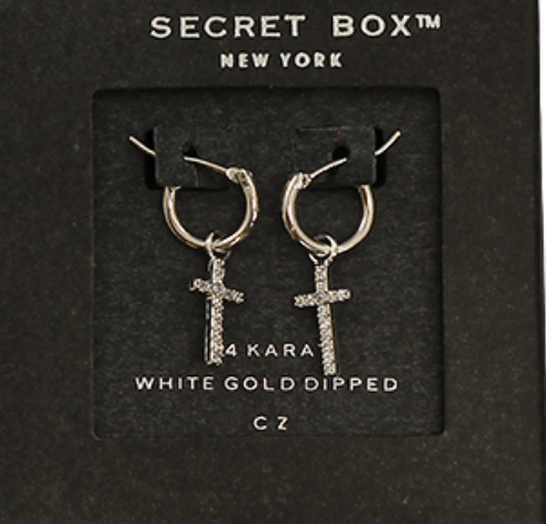 Cubic Zirconia Cross Dangle Hoops