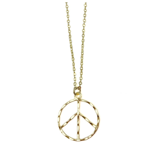 Gold Plated Peace Sign Necklace
