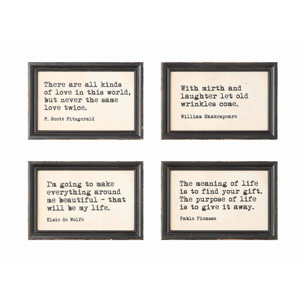 Wood Framed Quotes Wall Decor, 12 Sayings