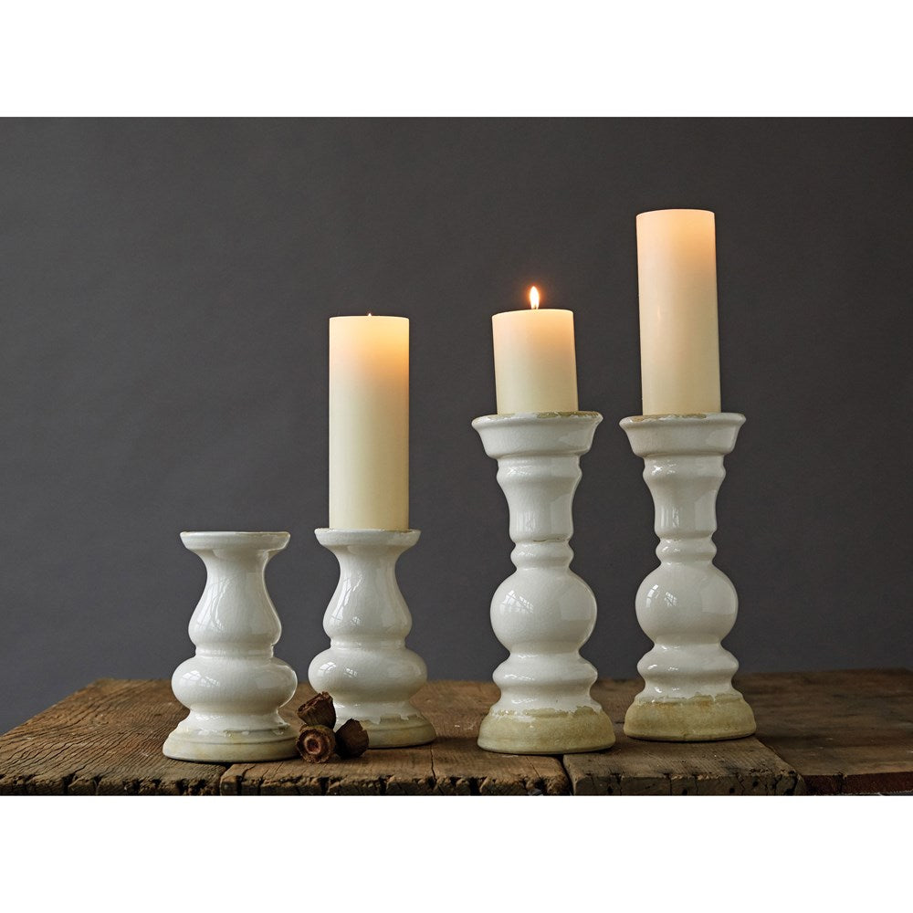 White Stoneware Candleholders