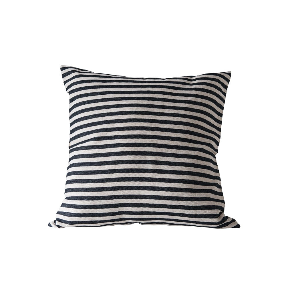 Black & Cream Striped Square Pillow
