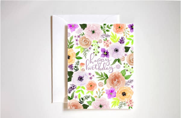 Happy Birthday Vintage Floral Card