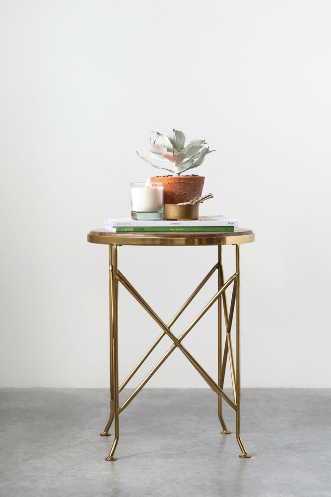 Metal and Mango Wood Accent Table