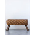 Stitched Leather & Wood Bench