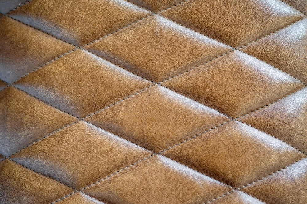 Stitched Leather & Wood Bench