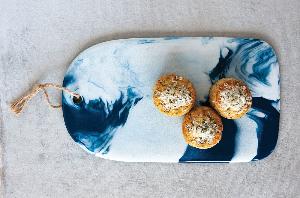 Blue Marble Glaze Ceramic Cheese/Cutting Board