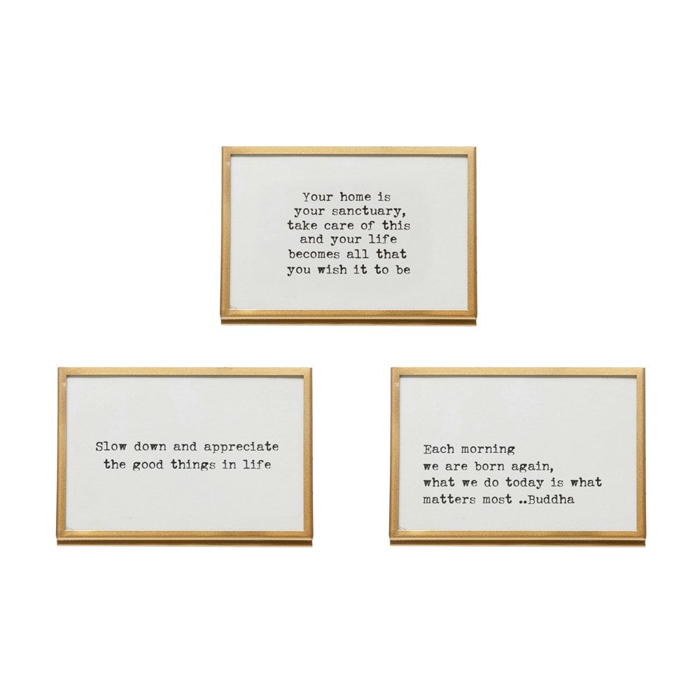 Gold & Glass Frames with Sayings