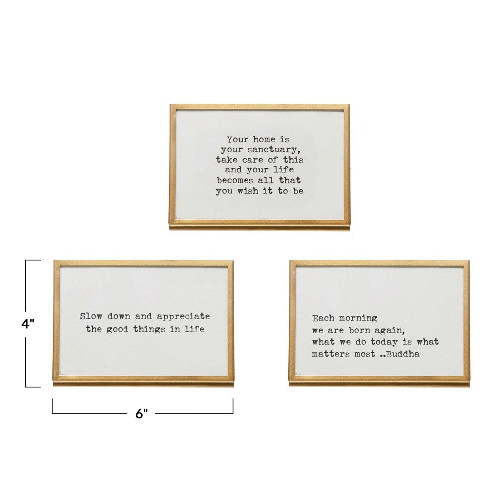 Gold & Glass Frames with Sayings