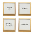 Gold Metal & Glass Frame with Easel & Sayings, 4 Styles