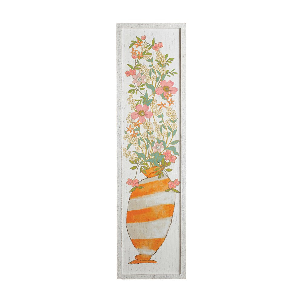 Flowers In Curvy Striped Vase Wall Decor