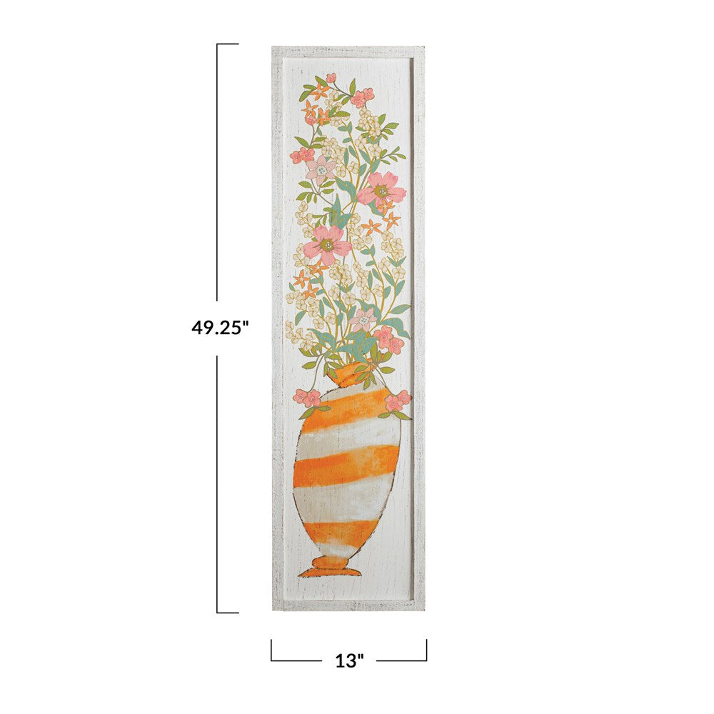 Flowers In Curvy Striped Vase Wall Decor