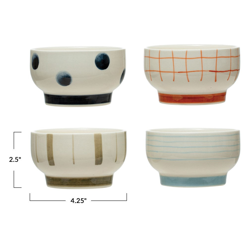 Hand-Painted Stoneware Mini Bowls