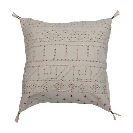 Rust Piped & Embroidered Pillow