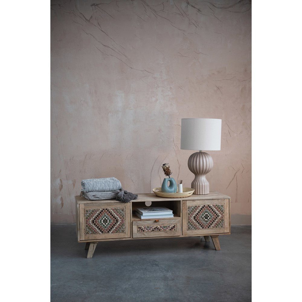 Mango Wood & Cane Console