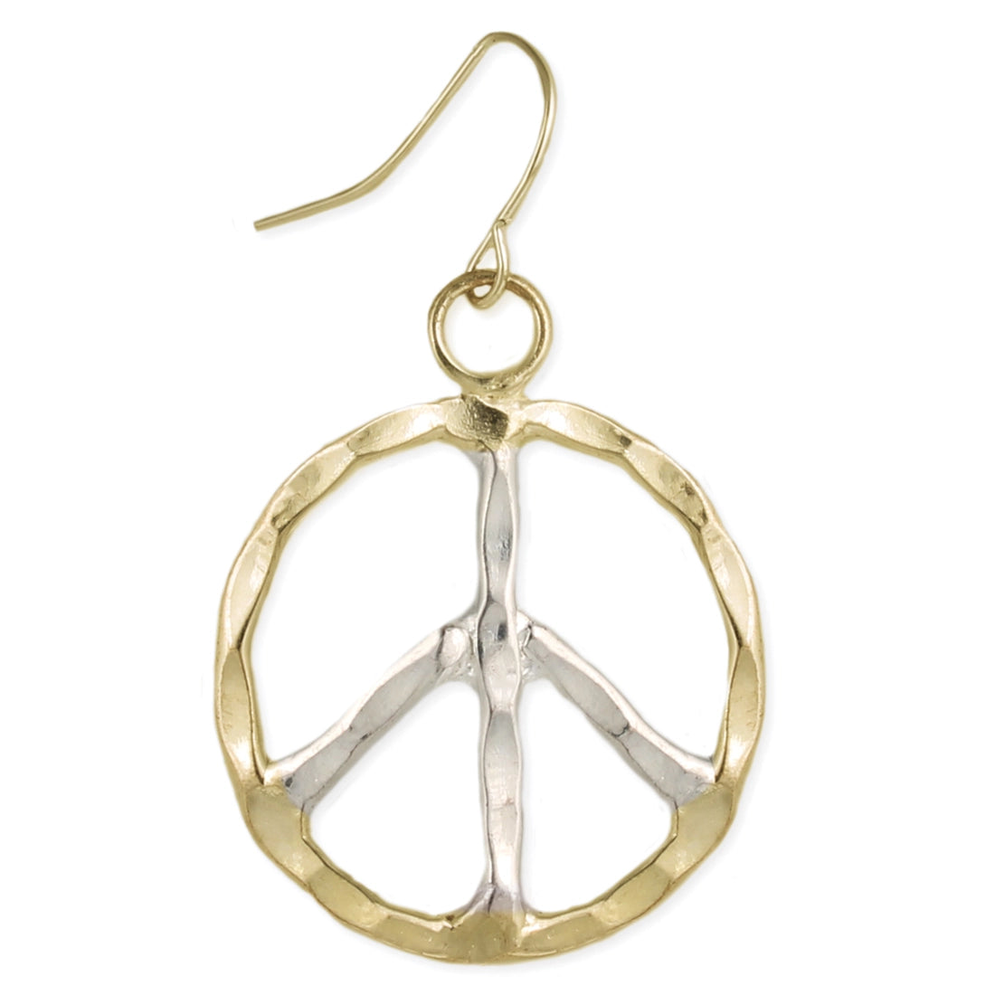 Woodstock Vibes Silver Gold Peace Sign Earrings