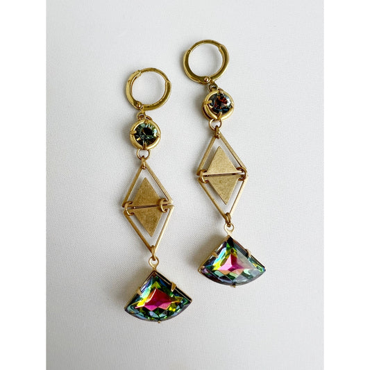 Vintage Multicolor Crystal Drop Earrings