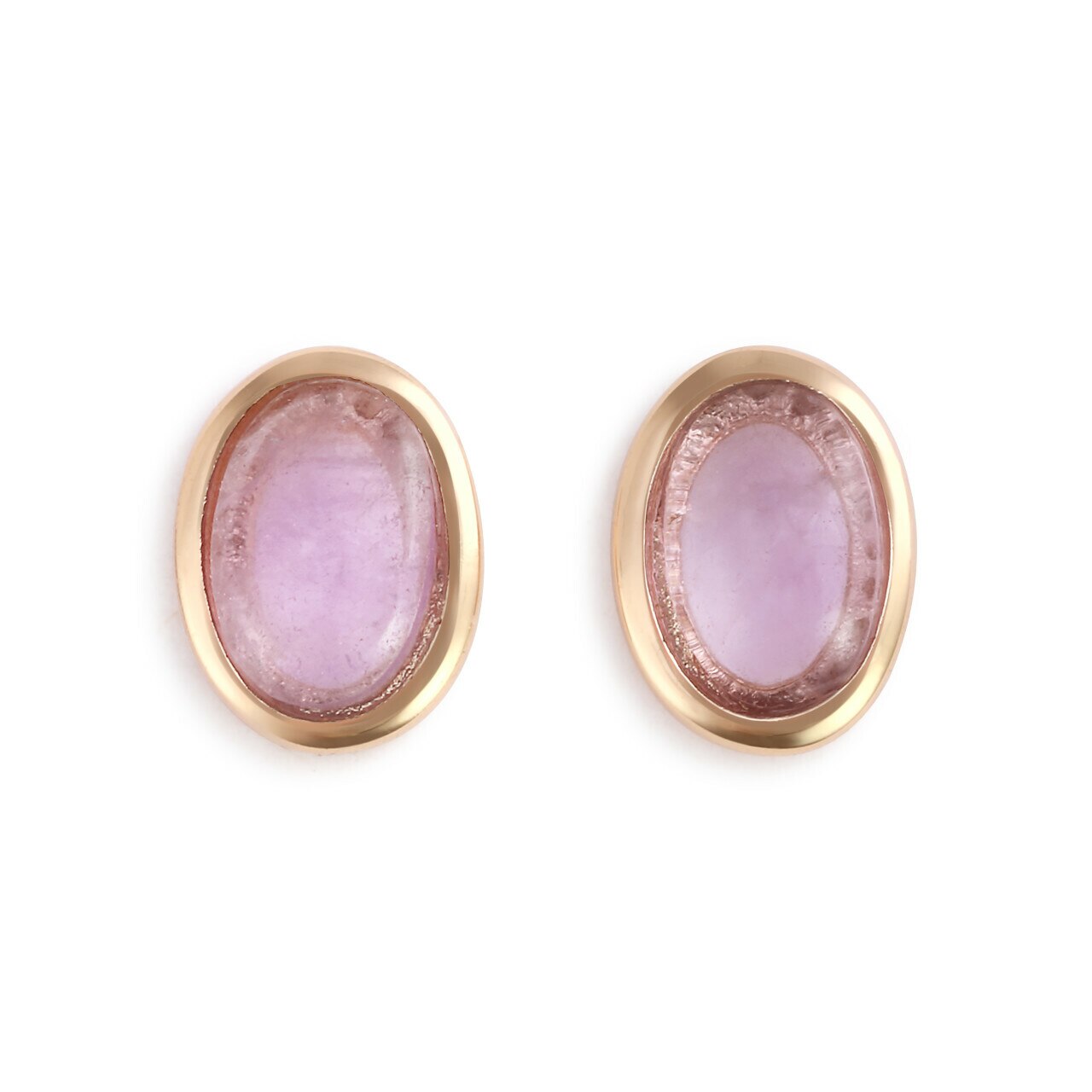 Round Amethyst Gemstone Gold Earrings