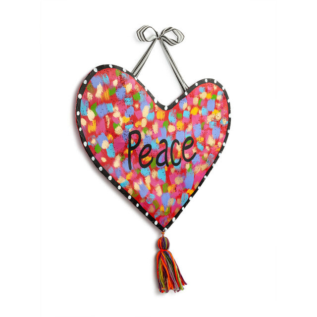 Colorful Peace Heart Door Hanger
