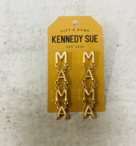 MAMA Gold Dangle Earrings