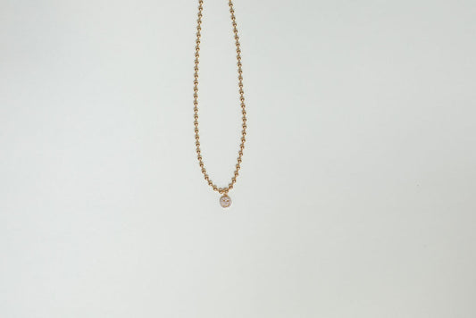 Gold Ball Link Smiley Face Necklace
