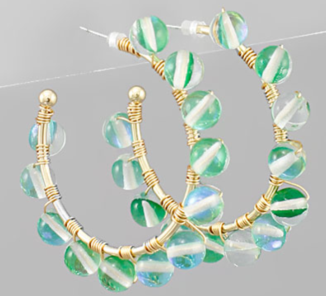 Wire Wrapped Mermaid Ball Hoops