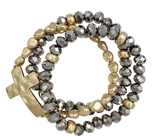 Multi Beads Cross Bracelet