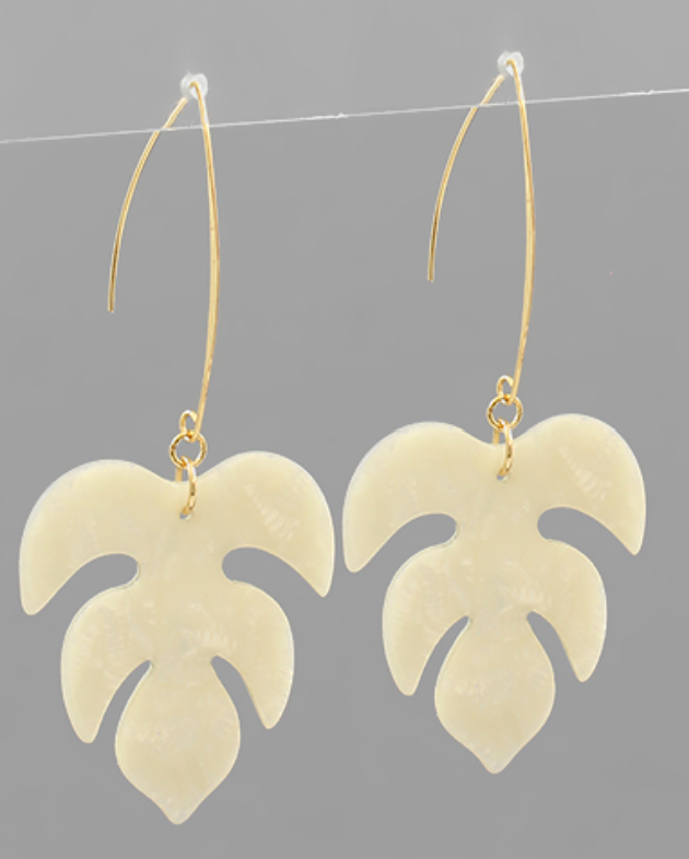 Monstera Long Fishhook Earrings