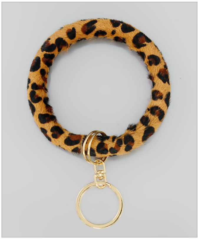 Leopard Leather Key Ring Bangle