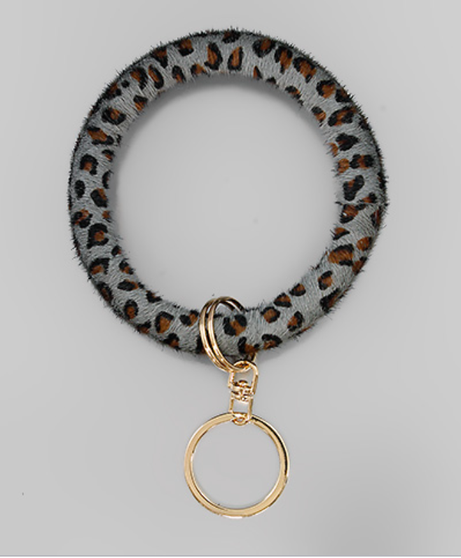 Leopard Leather Key Ring Bangle