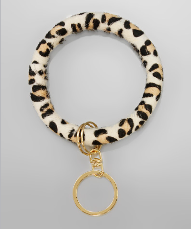 Leopard Leather Key Ring Bangle