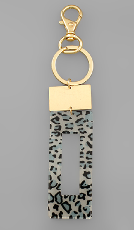 Acrylic Leopard Rectangle Key Chain