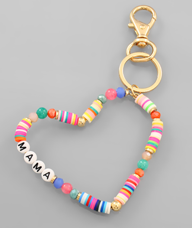 MAMA Bead Heart Key Chain