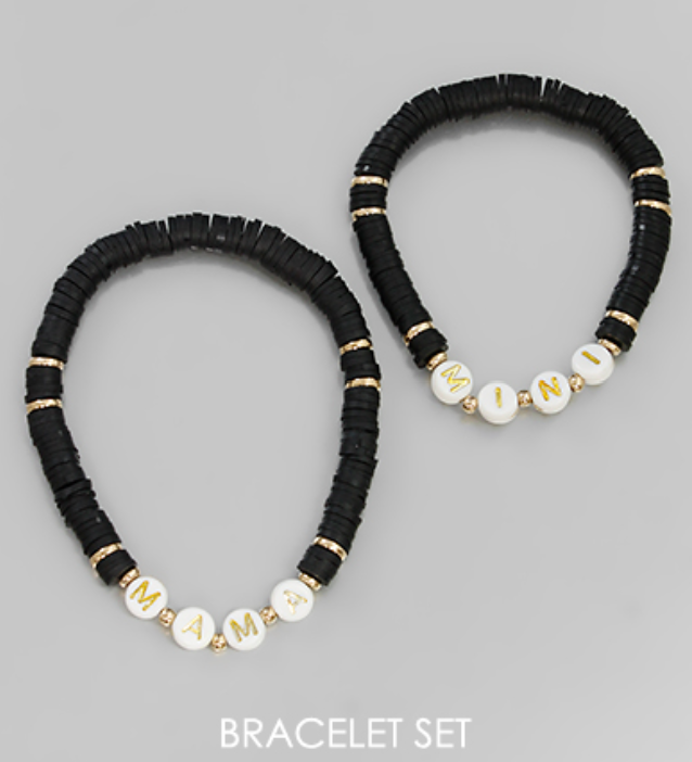 Black Mama & Mini Bracelet Set