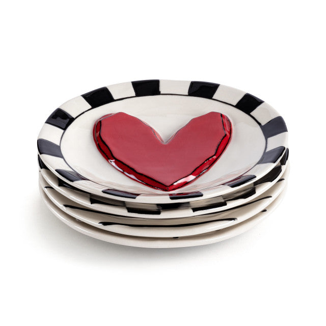 Red Heart Appetizer Plates