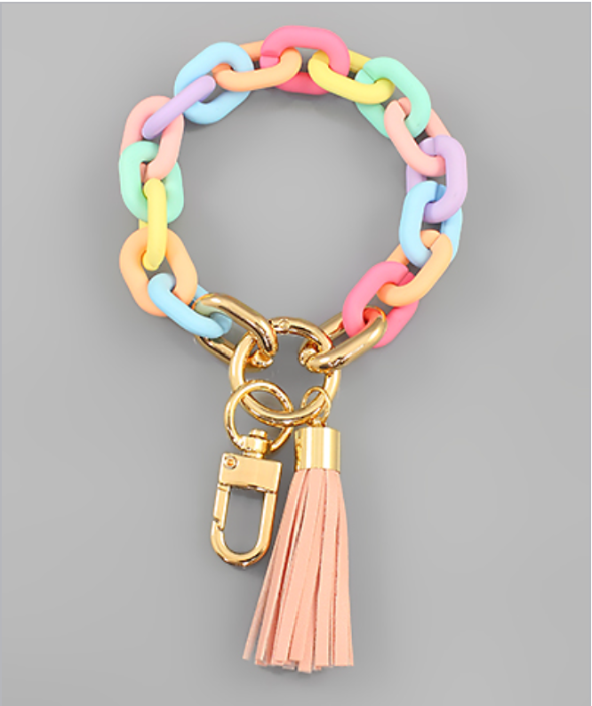 Color Chain & Tassel Keychain Bracelet