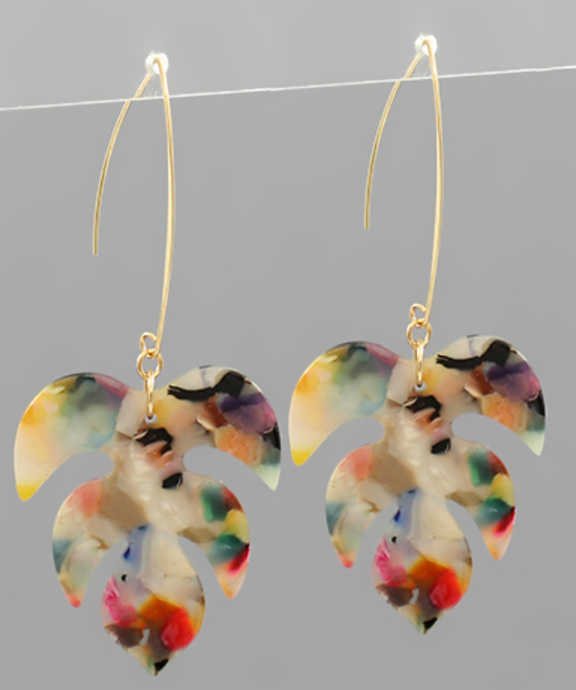 Monstera Long Fishhook Earrings