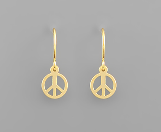Brass Peace Sign Earrings